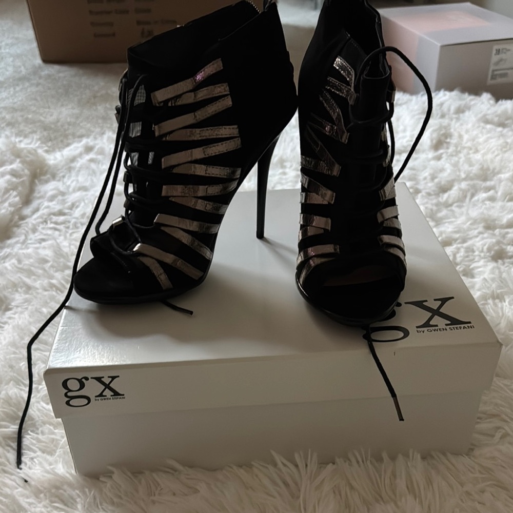 GX by Gwen Stefani Black Strappy Heels